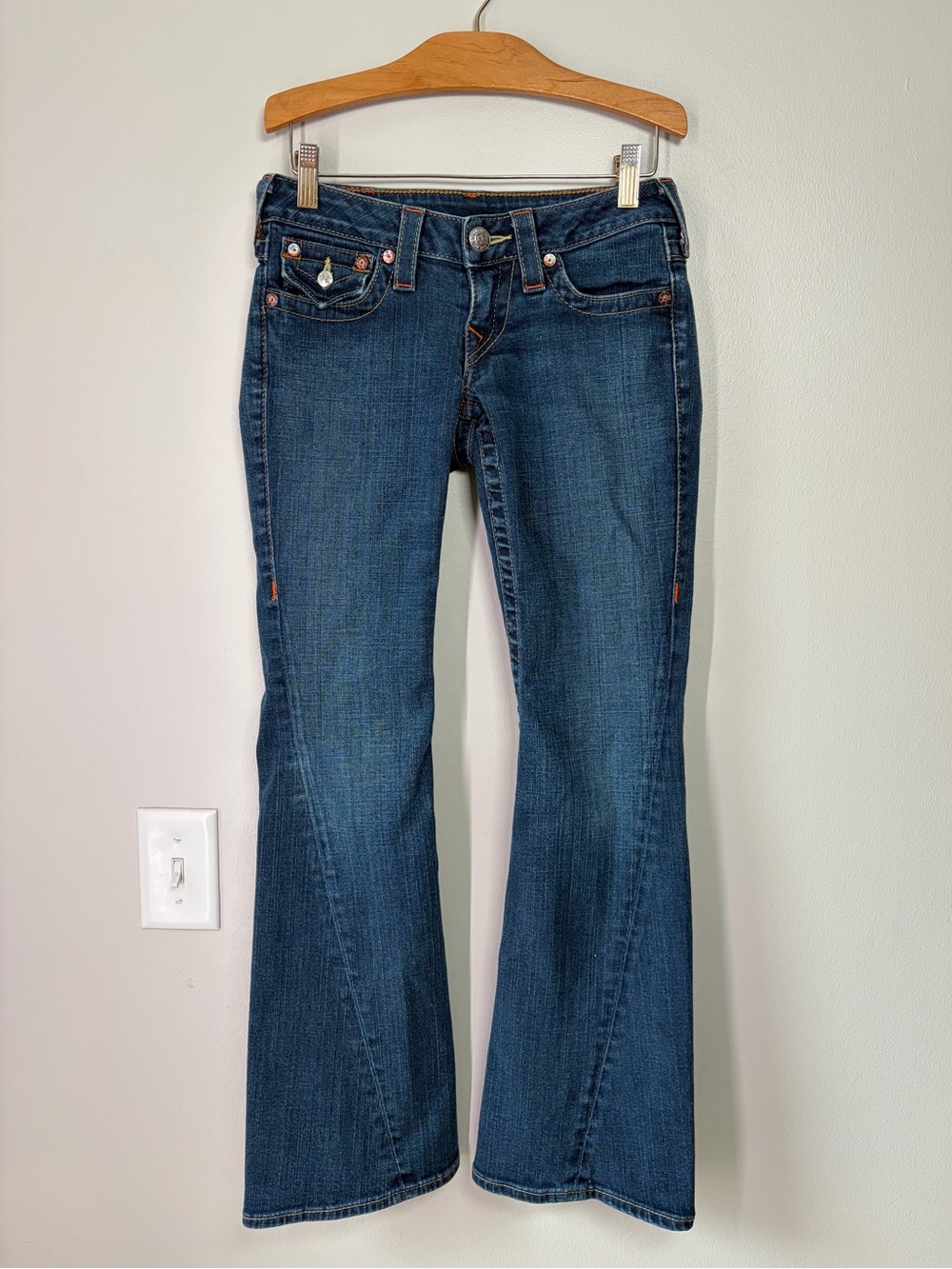 True Religion Joey Low Rise Bootcut Flare Jeans Vintage World Tour Collection